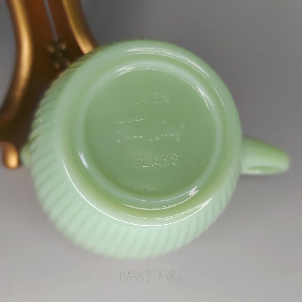 Fire King Green Ribbed Creamer - Picture 6 of 8